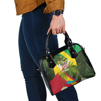 Saint Kitts and Nevis Apparel Shoulder Handbag with Coat of Arms, Palm Trees, and Hammock Graphic in Tropical Green and Flag-Inspired Design - Wonder Print Shop