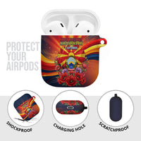 North Macedonia Independence Day AirPods Case Balkan Lynx Red Poppy Flowers Church Flag