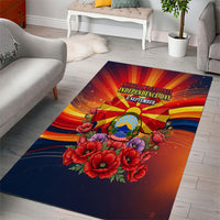 North Macedonia Independence Day Area Rug Balkan Lynx Red Poppy Flowers Church Flag