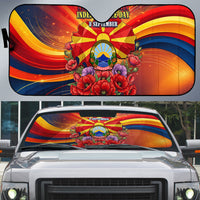 North Macedonia Independence Day Auto Sun Shade Balkan Lynx Red Poppy Flowers Church Flag