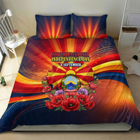 North Macedonia Independence Day Bedding Set Balkan Lynx Red Poppy Flowers Church Flag