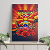 North Macedonia Independence Day Canvas Wall Art Balkan Lynx Red Poppy Flowers Church Flag