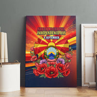 North Macedonia Independence Day Canvas Wall Art Balkan Lynx Red Poppy Flowers Church Flag