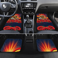 North Macedonia Independence Day Car Mats Balkan Lynx Red Poppy Flowers Church Flag