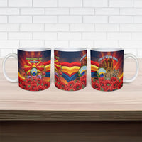North Macedonia Independence Day Ceramic Mug Balkan Lynx Red Poppy Flowers Church Flag