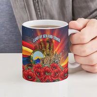North Macedonia Independence Day Ceramic Mug Balkan Lynx Red Poppy Flowers Church Flag