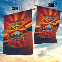 North Macedonia Independence Day Garden Flag Balkan Lynx Red Poppy Flowers Church Flag