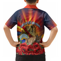 North Macedonia Independence Day Hawaiian Shirt Balkan Lynx Red Poppy Flowers Church Flag