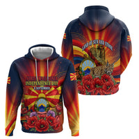 North Macedonia Independence Day Hoodie Balkan Lynx Red Poppy Flowers Church Flag