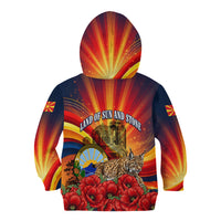 North Macedonia Independence Day Kid Hoodie Balkan Lynx Red Poppy Flowers Church Flag
