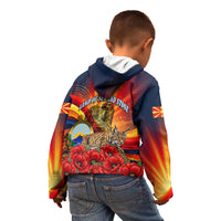 North Macedonia Independence Day Kid Hoodie Balkan Lynx Red Poppy Flowers Church Flag