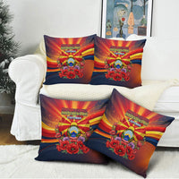 North Macedonia Independence Day Pillow Cover Balkan Lynx Red Poppy Flowers Church Flag