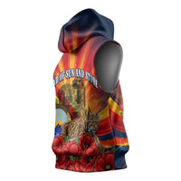 North Macedonia Independence Day Sleeveless Hoodie Balkan Lynx Red Poppy Flowers Church Flag