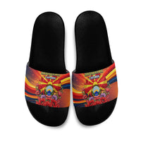 North Macedonia Independence Day Slide Sandals Balkan Lynx Red Poppy Flowers Church Flag
