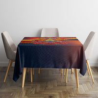 North Macedonia Independence Day Tablecloth Balkan Lynx Red Poppy Flowers Church Flag