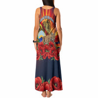 North Macedonia Independence Day Tank Maxi Dress Balkan Lynx Red Poppy Flowers Church Flag