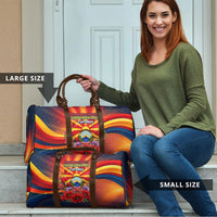 North Macedonia Independence Day Travel Bag Balkan Lynx Red Poppy Flowers Church Flag