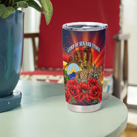 North Macedonia Independence Day Tumbler Cup Balkan Lynx Red Poppy Flowers Church Flag