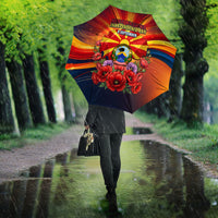North Macedonia Independence Day Umbrella Balkan Lynx Red Poppy Flowers Church Flag