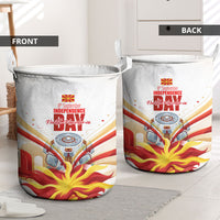 North Macedonia Independence Day Laundry Basket Ilinden Monument Raised Fist Jets Flag