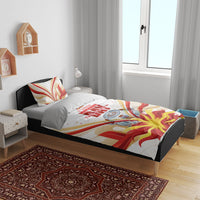North Macedonia Independence Day Bedding Set Ilinden Monument Raised Fist Jets Flag
