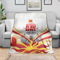 North Macedonia Independence Day Blanket Ilinden Monument Raised Fist Jets Flag