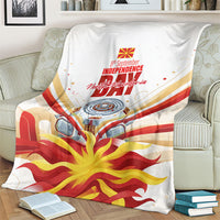 North Macedonia Independence Day Blanket Ilinden Monument Raised Fist Jets Flag