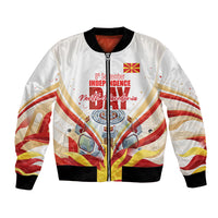 North Macedonia Independence Day Bomber Jacket Ilinden Monument Raised Fist Jets Flag