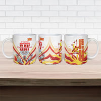 North Macedonia Independence Day Ceramic Mug Ilinden Monument Raised Fist Jets Flag
