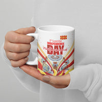 North Macedonia Independence Day Ceramic Mug Ilinden Monument Raised Fist Jets Flag