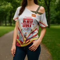 North Macedonia Independence Day Cross Shoulder Shirt Ilinden Monument Raised Fist Jets Flag
