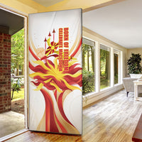 North Macedonia Independence Day Door Cover Ilinden Monument Raised Fist Jets Flag