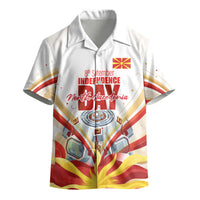North Macedonia Independence Day Kid Hawaiian Shirt Ilinden Monument Raised Fist Jets Flag