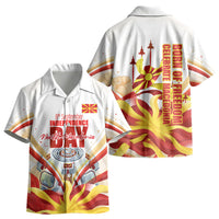 North Macedonia Independence Day Kid Hawaiian Shirt Ilinden Monument Raised Fist Jets Flag