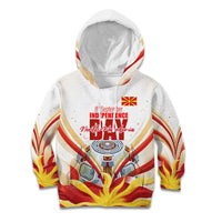 North Macedonia Independence Day Kid Hoodie Ilinden Monument Raised Fist Jets Flag