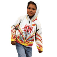 North Macedonia Independence Day Kid Hoodie Ilinden Monument Raised Fist Jets Flag
