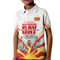 North Macedonia Independence Day Kid Polo Shirt Ilinden Monument Raised Fist Jets Flag