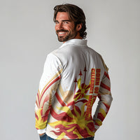 North Macedonia Independence Day Long Sleeve Polo Shirt Ilinden Monument Raised Fist Jets Flag
