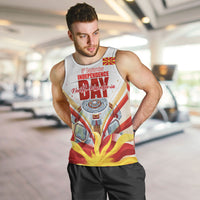 North Macedonia Independence Day Men Tank Top Ilinden Monument Raised Fist Jets Flag