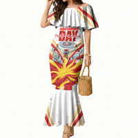 North Macedonia Independence Day Mermaid Dress Ilinden Monument Raised Fist Jets Flag