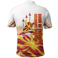 North Macedonia Independence Day Polo Shirt Ilinden Monument Raised Fist Jets Flag