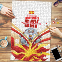 North Macedonia Independence Day Puzzle Ilinden Monument Raised Fist Jets Flag