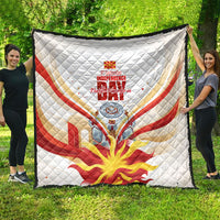North Macedonia Independence Day Quilt Ilinden Monument Raised Fist Jets Flag