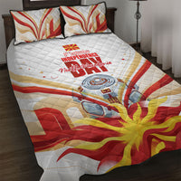 North Macedonia Independence Day Quilt Bed Set Ilinden Monument Raised Fist Jets Flag