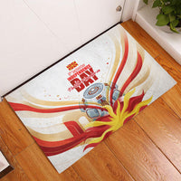 North Macedonia Independence Day Rubber Doormat Ilinden Monument Raised Fist Jets Flag