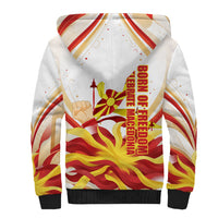 North Macedonia Independence Day Sherpa Hoodie Ilinden Monument Raised Fist Jets Flag