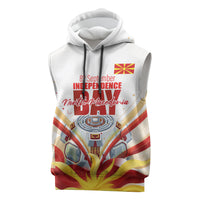 North Macedonia Independence Day Sleeveless Hoodie Ilinden Monument Raised Fist Jets Flag