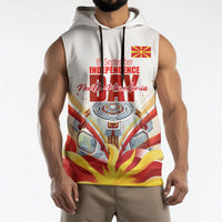 North Macedonia Independence Day Sleeveless Hoodie Ilinden Monument Raised Fist Jets Flag