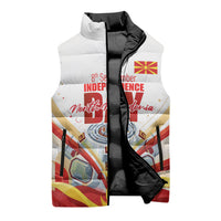 North Macedonia Independence Day Sleeveless Puffer Jacket Ilinden Monument Raised Fist Jets Flag