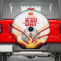 North Macedonia Independence Day Spare Tire Cover Ilinden Monument Raised Fist Jets Flag